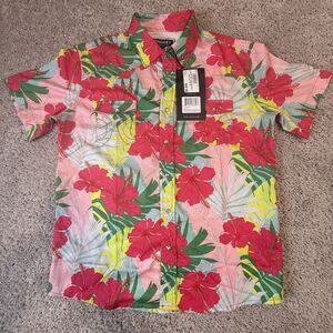 Hooey Youth Boy's Sol Woven Hawaiian Print Pearl Snap Shirt Medium NWT